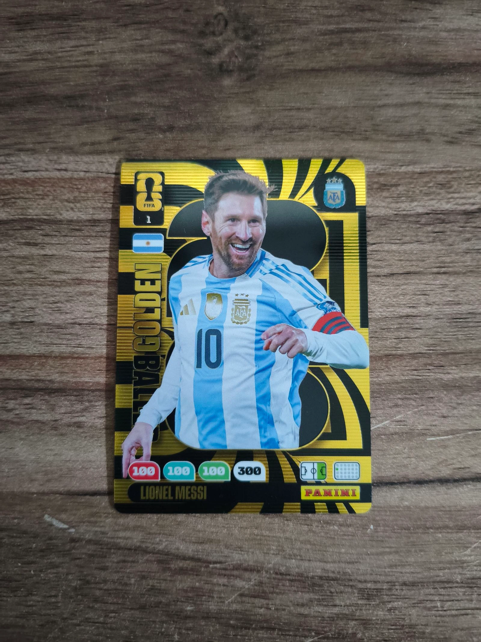Carte de foot panini messi golden baller 